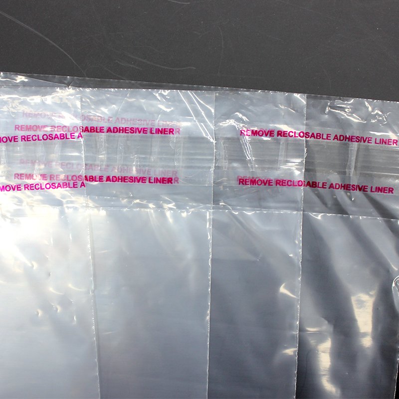 YURUI Custom Polybag Clear Plastic LDPE Poly Self Adhesive Seal Bags with Suffocation Warning