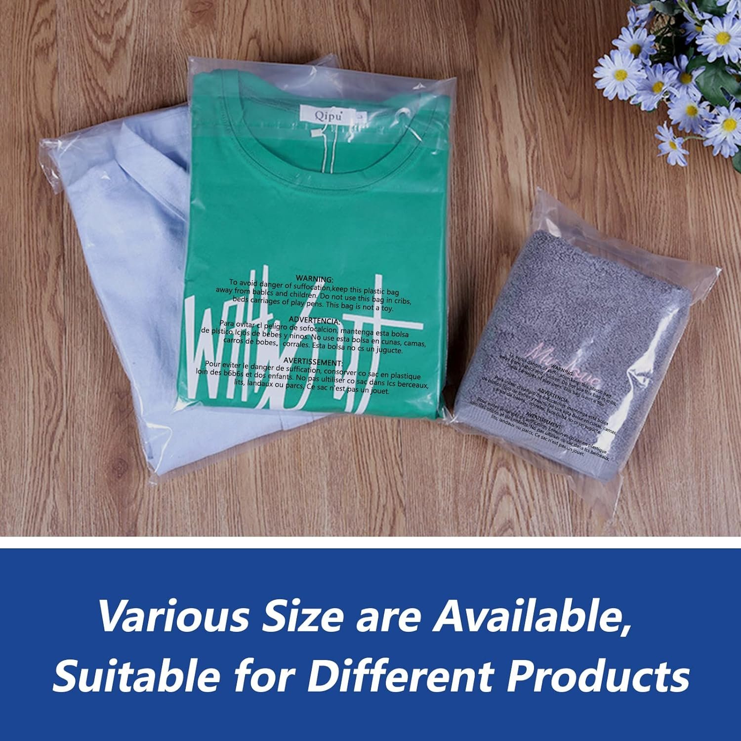 Factory self seal adhesive customized bags PE plastic bags poly suffocation warning bags