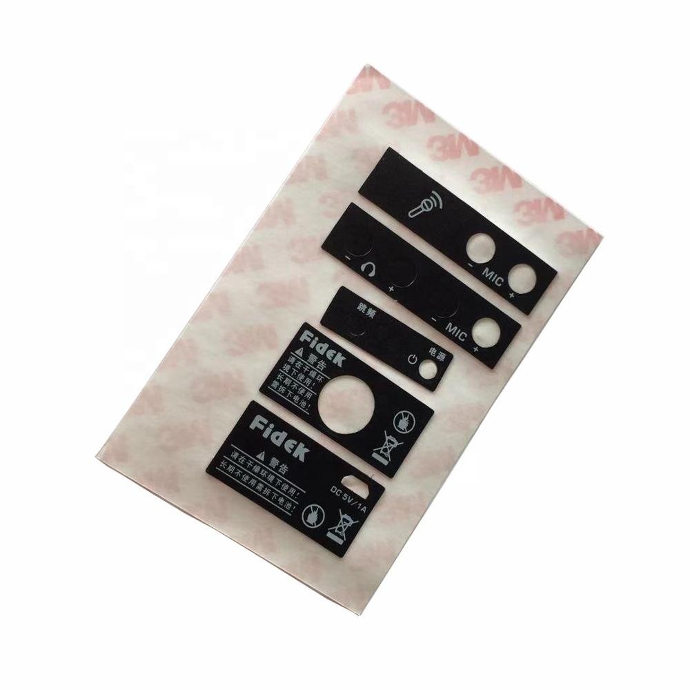 3-M adhesive Silk screen printed polycarbonate sticker Gloss or Matte finish pc label