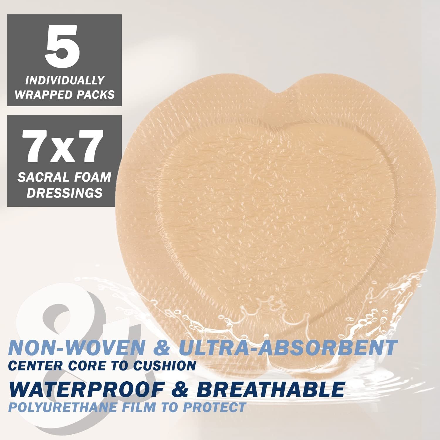 18*18 Bordered High Absorbency Sacrum Wound Healing Dressings Skin Color Silicone Gel Adhesive Foam Dressing