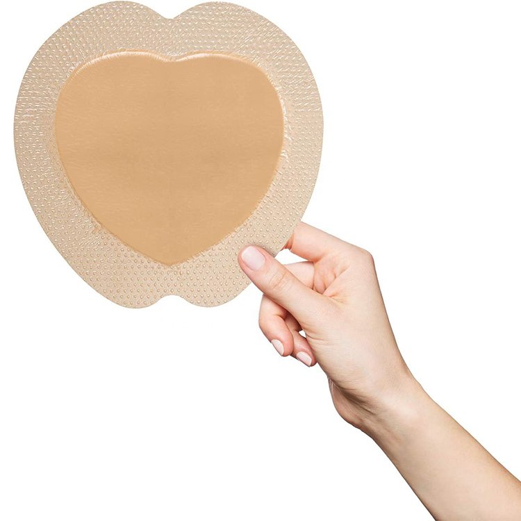 18*18 Bordered High Absorbency Sacrum Wound Healing Dressings Skin Color Silicone Gel Adhesive Foam Dressing