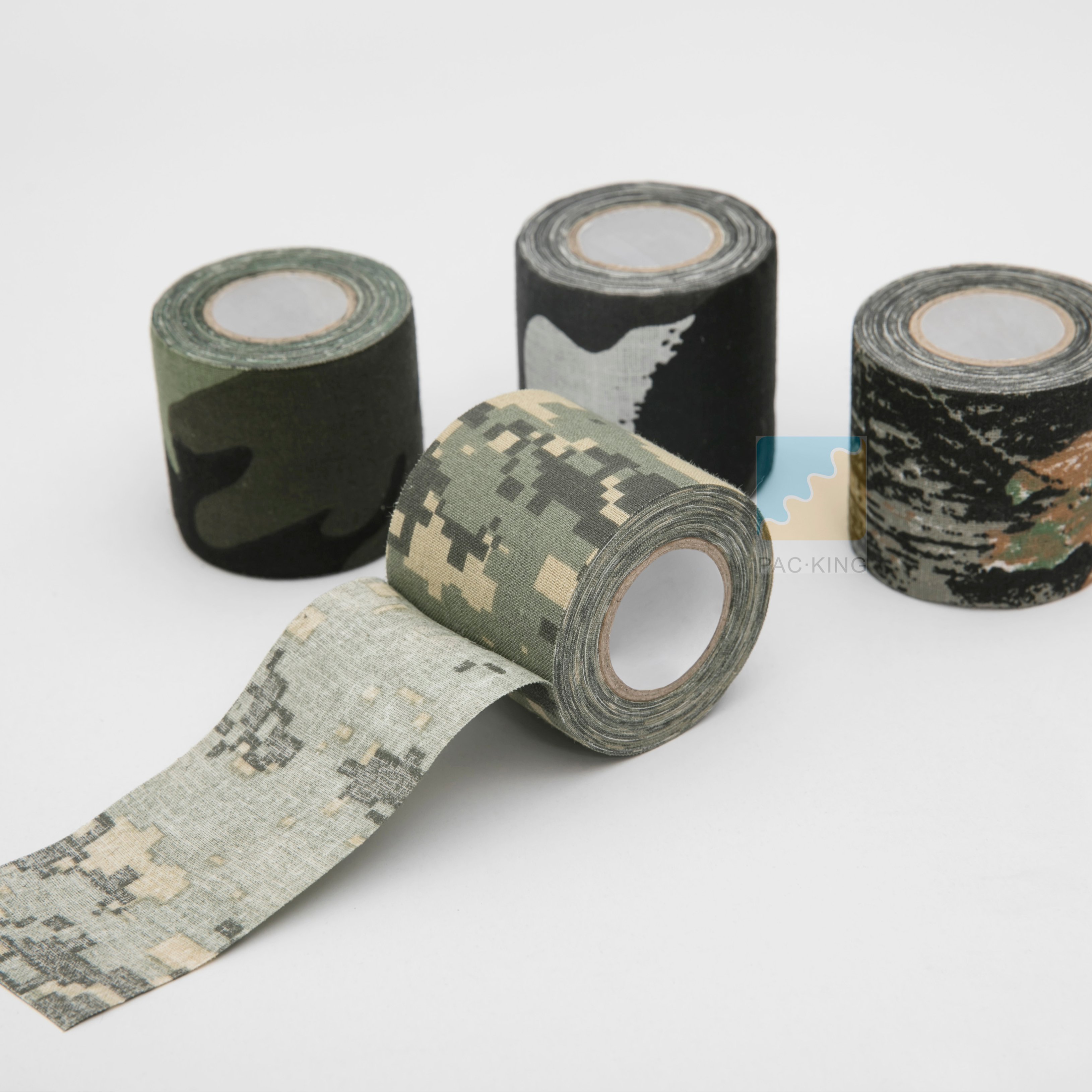 Self adhesive cotton custom camo duct cloth tape jumbo roll twill bionic camouflage masking fabric webbing tape