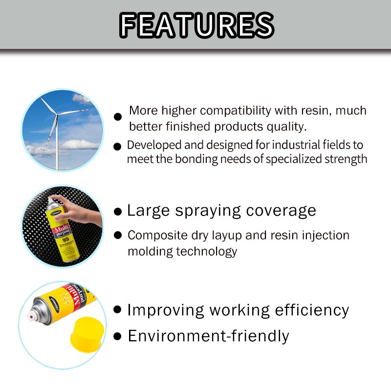 Manufacturer direct wind power spray adhesive 95 car ceiling interior spray glue for composites materials
