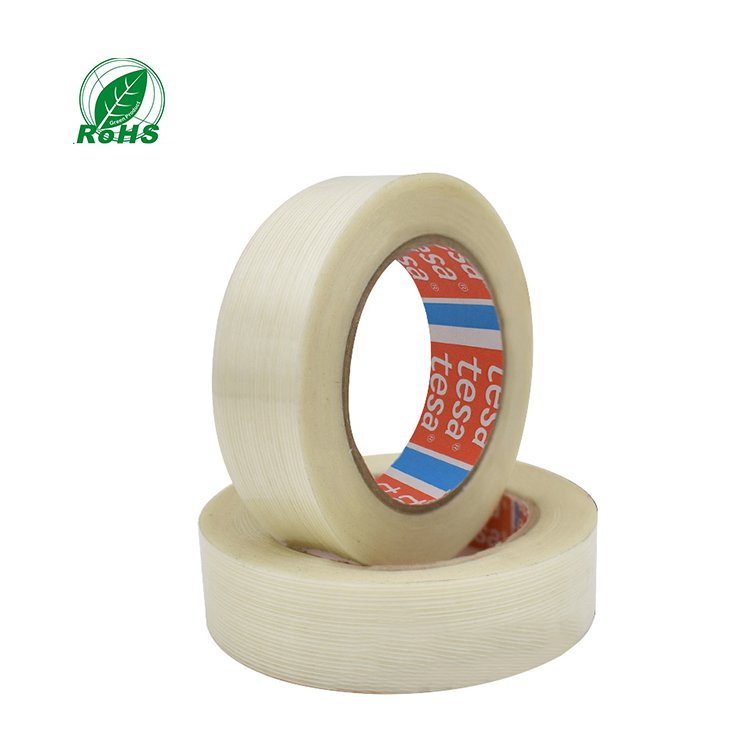 TESA 4590 pet reinforced rubber adhesive fiberglass mono filament strapping tape for heavy duty packing fiberglass tapes