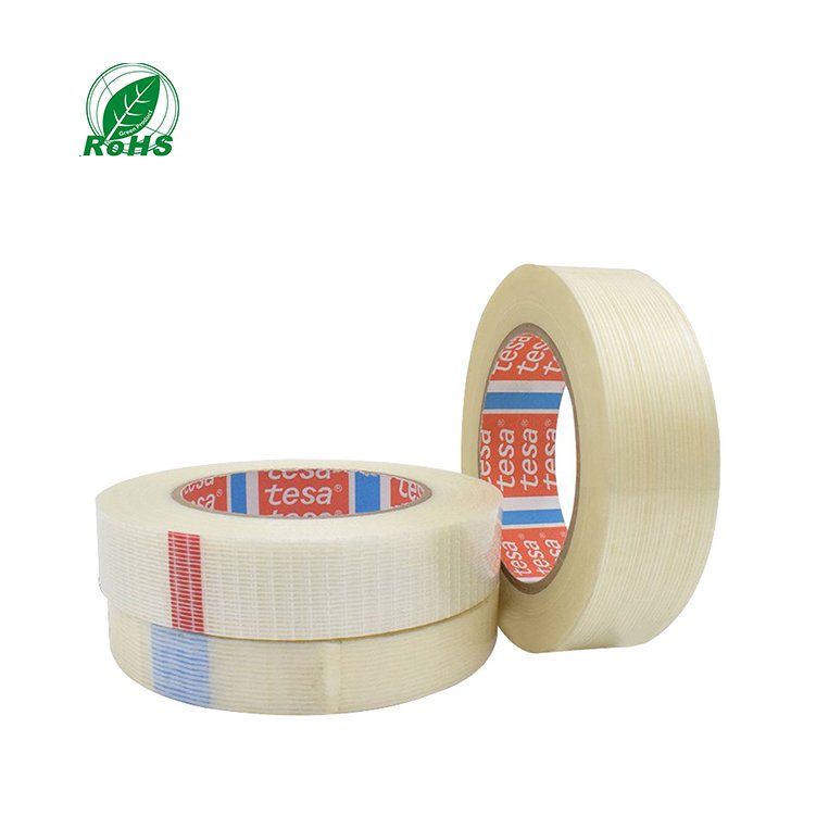 TESA 4590 pet reinforced rubber adhesive fiberglass mono filament strapping tape for heavy duty packing fiberglass tapes