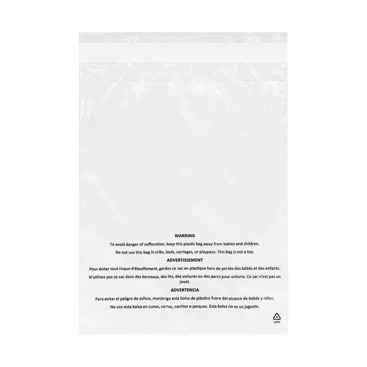Clear Plastic Flat Poly Bags with Suffocation Warning Self Seal Adhesive Packaging for Business Clothing T-shirt FBA Packaging