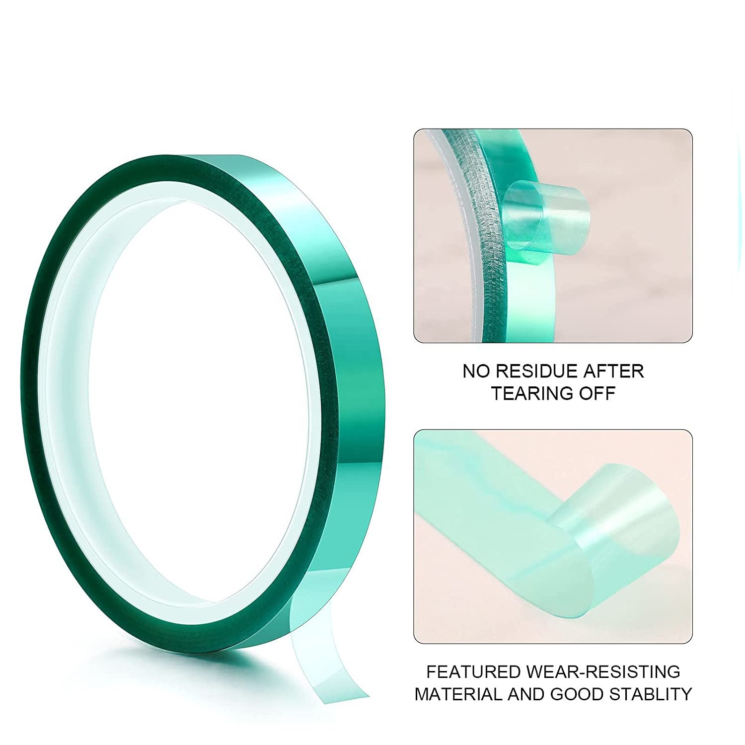 Wholesale price Powder Coat Polyester Tape Silicone Adhesive Green Pet Masking Tape