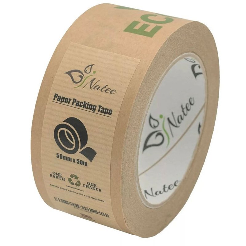 Custom Logo Writable Self Adhesive Biodegradable Brown Adhesion Kraft Paper Sealing Shipping Tape Roll