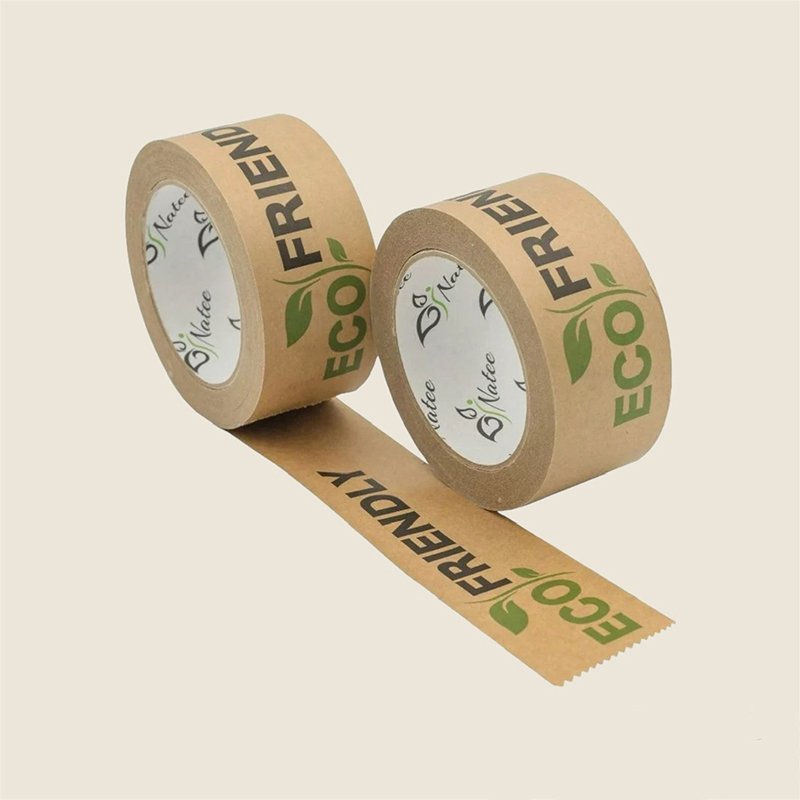Custom Logo Writable Self Adhesive Biodegradable Brown Adhesion Kraft Paper Sealing Shipping Tape Roll