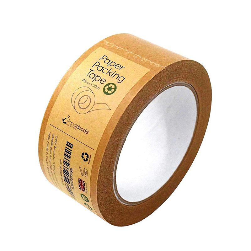 Custom Logo Writable Self Adhesive Biodegradable Brown Adhesion Kraft Paper Sealing Shipping Tape Roll