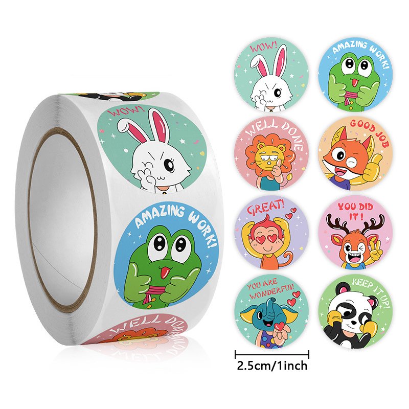 1 Inch Cartoon Kids Deco Sticker Stationary Stickers Anime Self Adhesive Sealing Labels Motivational Stickers Etiquette Logo