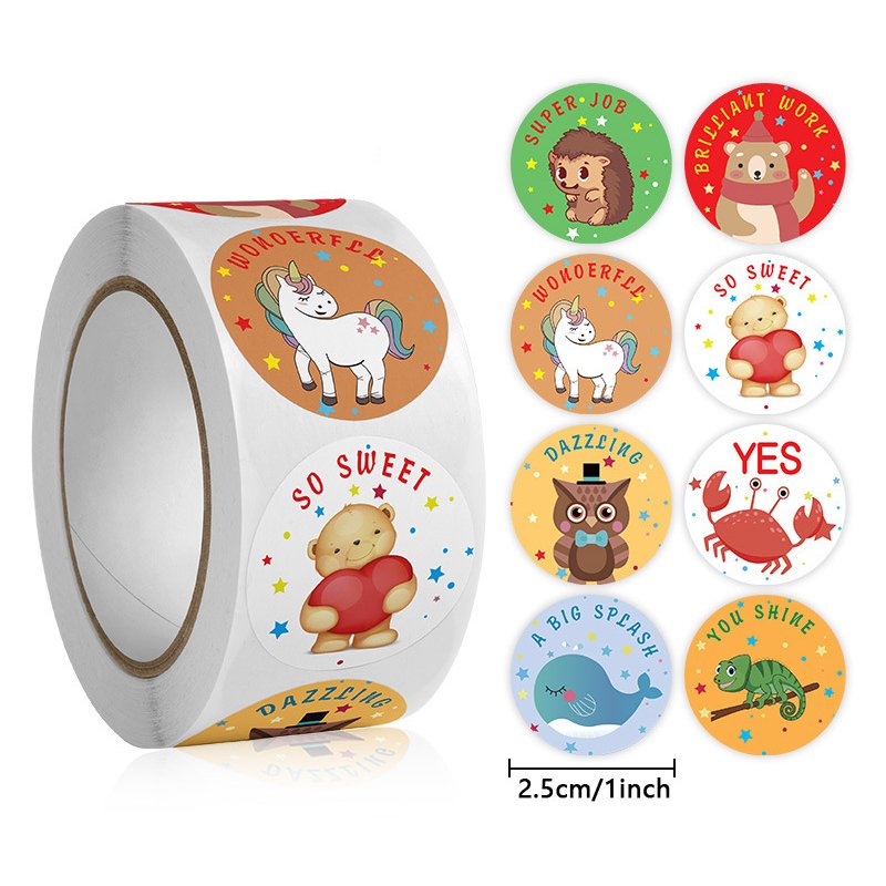 1 Inch Cartoon Kids Deco Sticker Stationary Stickers Anime Self Adhesive Sealing Labels Motivational Stickers Etiquette Logo