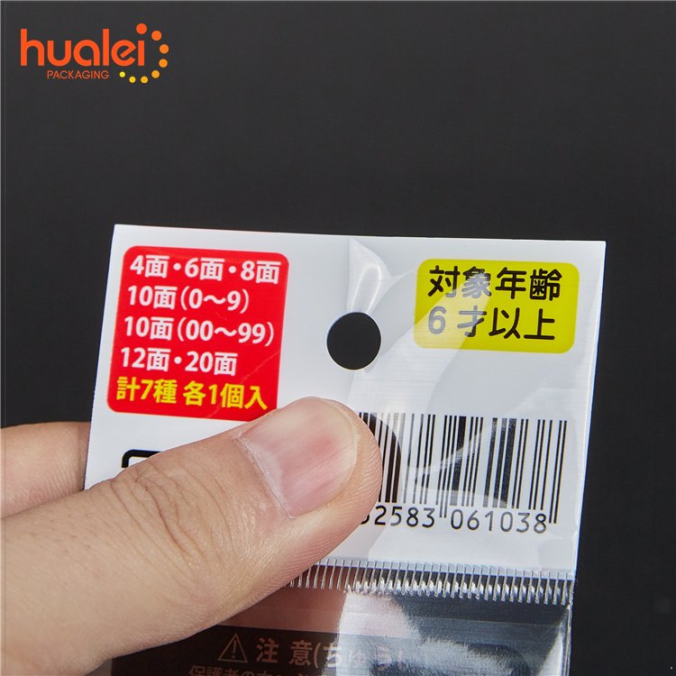 Custom Design Hanging Hole Carder Small Jewelry Earrings Necklace Packaging Self Adhesive Seal Plastic Packing Seal Opp Bag