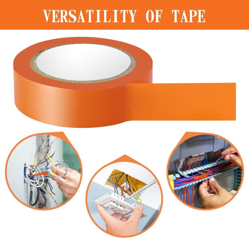 Bailida Orange Electrical Tape Waterproof Strong Adhesive Electric Tape for Wire Projects Insulation PVC Glue Tape