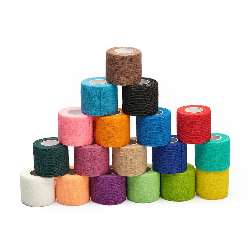 Hospital grade medical sports wound support dressing custom print colored self adhesive vet wrap cohesive elastic bandage