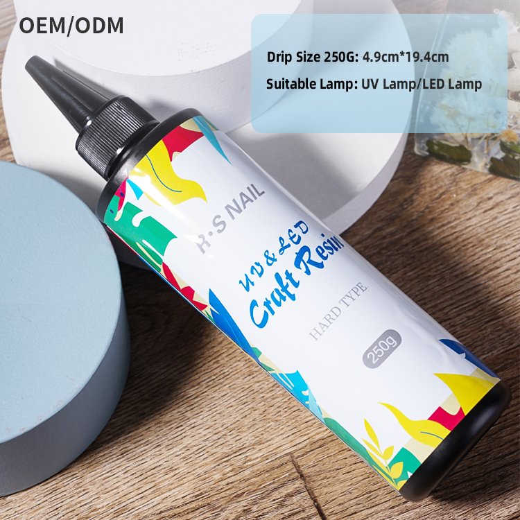 R S Nail Customized Your Brand Uv Resin Hard 250g Odorless Clear Liquid UV Resin Adhesive Glue For Make Diy Jewelry Art