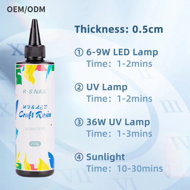 R S Nail Customized Your Brand Uv Resin Hard 250g Odorless Clear Liquid UV Resin Adhesive Glue For Make Diy Jewelry Art