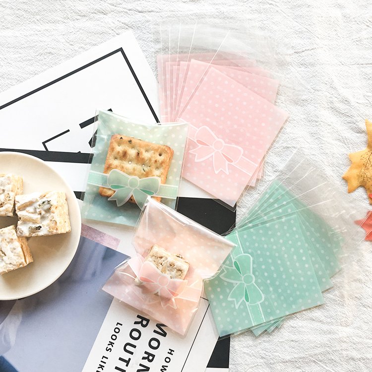 Clear Custom Logo Printing Translucent Plastic Cookie Packaging Bag Wrapper OPP Self Adhesive Bags