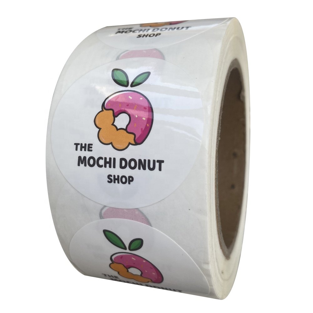Custom Printed Roll Waterproof Adhesive Round Circle Plastic Cup Brand Logo Label Sticker, Logo Label Sticker for Plastic Cup