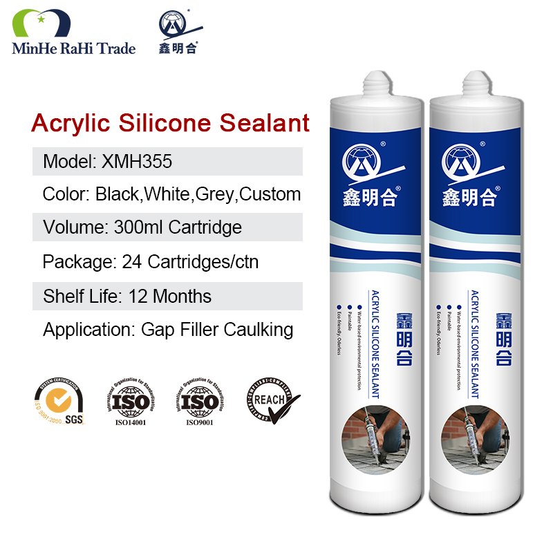 XMH355 Acrylic sealant low voc waterproof roof glass acrylic paintable gap filler silicone sealant latex structural adhesive