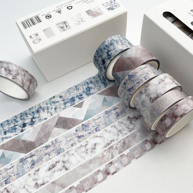 Wholesale 6-rolls Boxed Basic Model Masking Tape Minimalist Grid Tape Planner Decorative Washi Tape Set