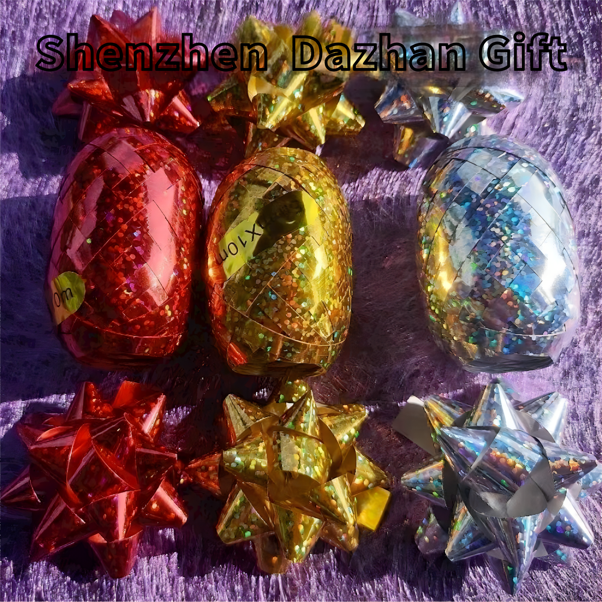 Elify 3\" Inch Metallic Ribbon Star Bow Satin Velvet Plastic PP for Christmas Wedding Birthday Gift Wrapping Decorations