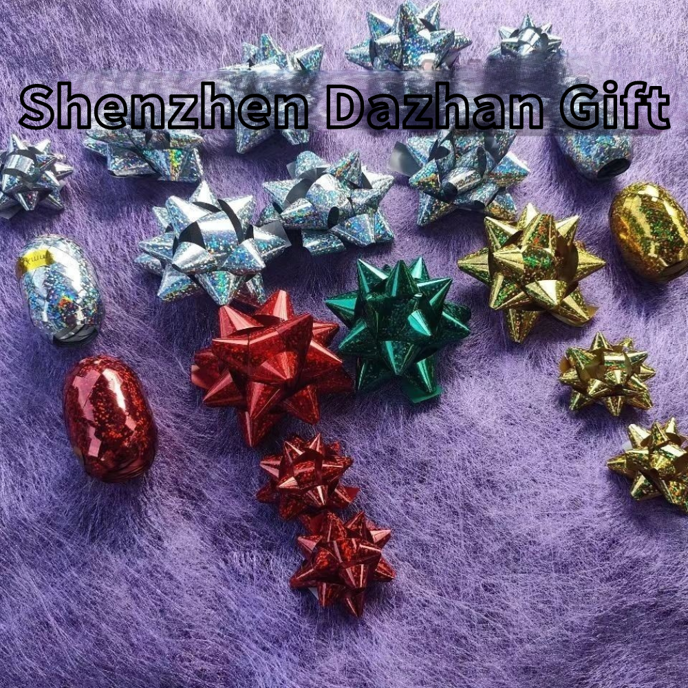 Elify 3\" Inch Metallic Ribbon Star Bow Satin Velvet Plastic PP for Christmas Wedding Birthday Gift Wrapping Decorations