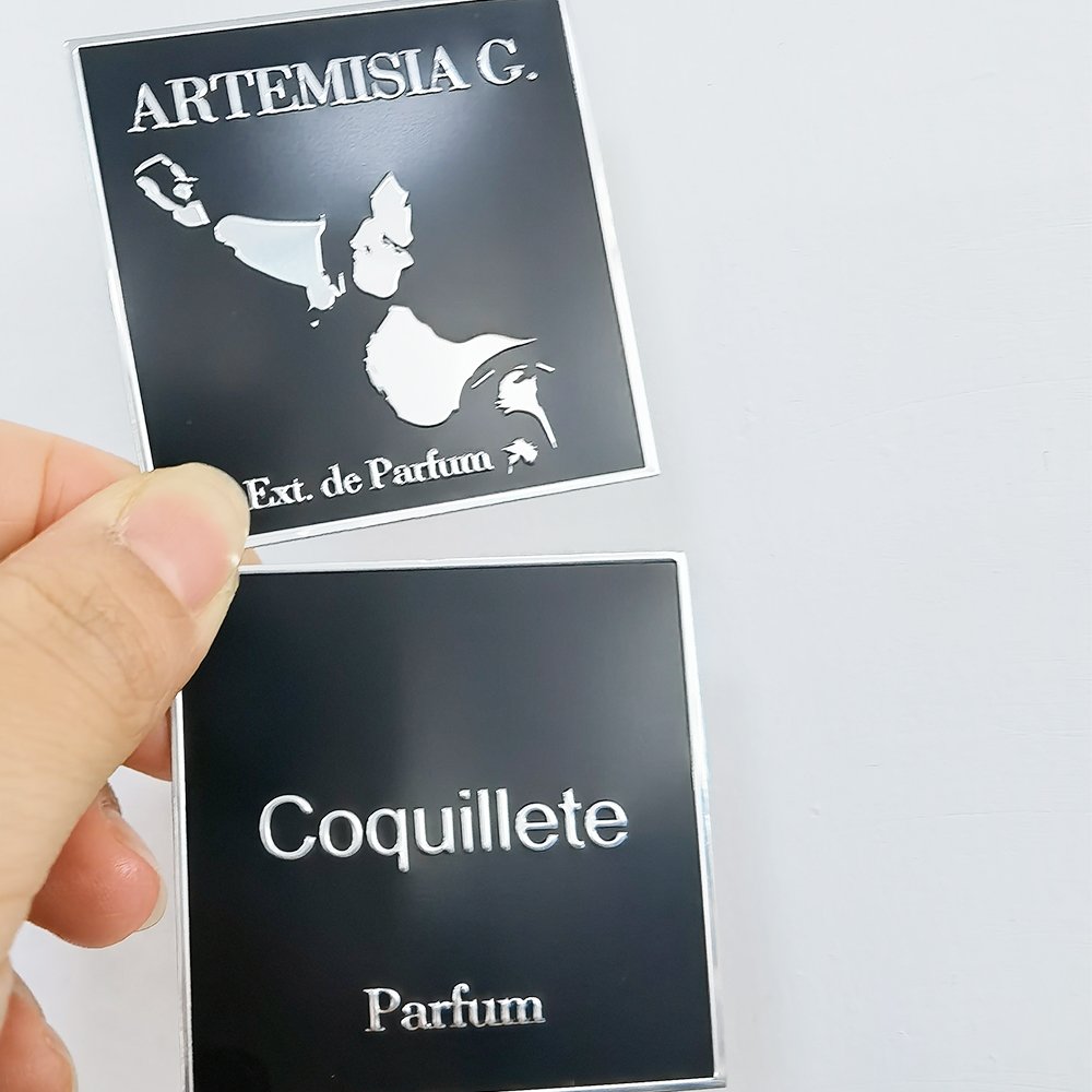 Custom Waterproof Adhesive Sticker Metal Label for Perfume Bottle