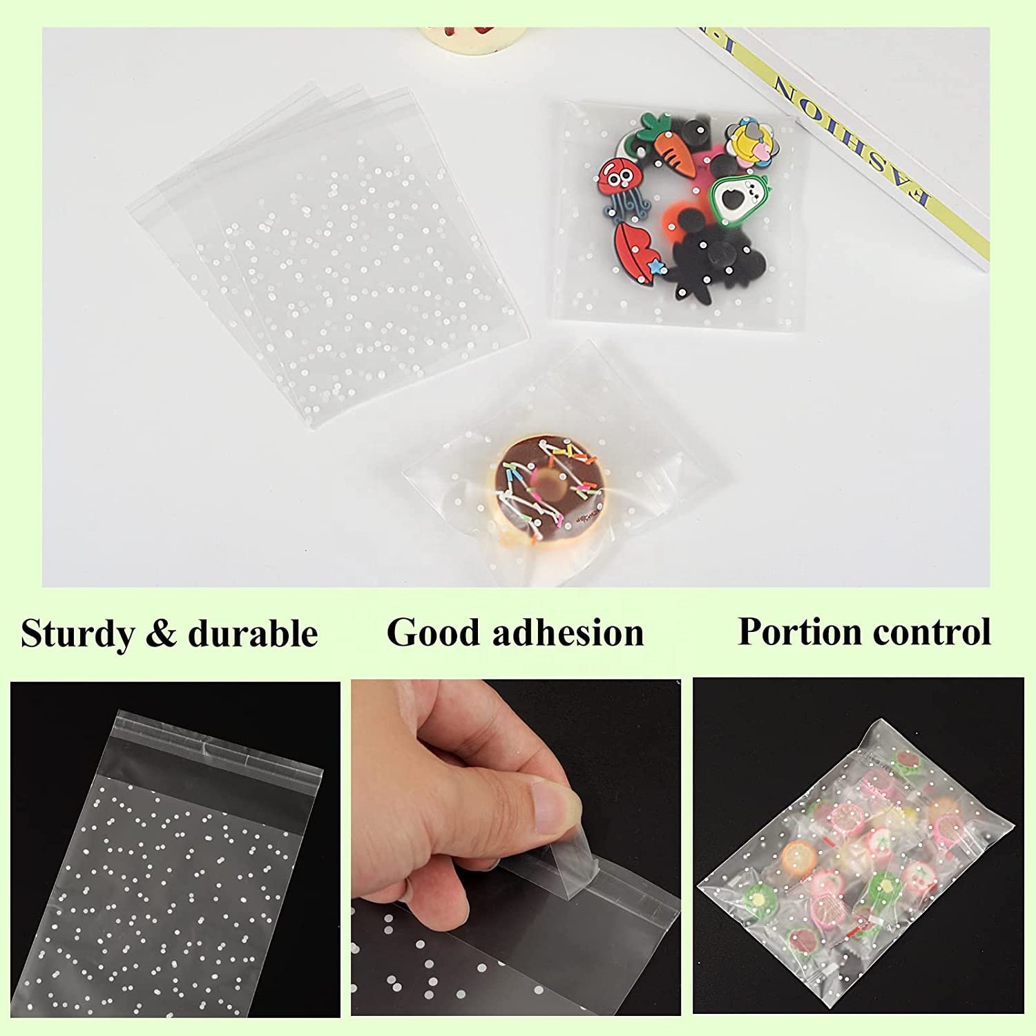 100 Counts White Polka Dot Individual Cookie Bags for Gift Giving