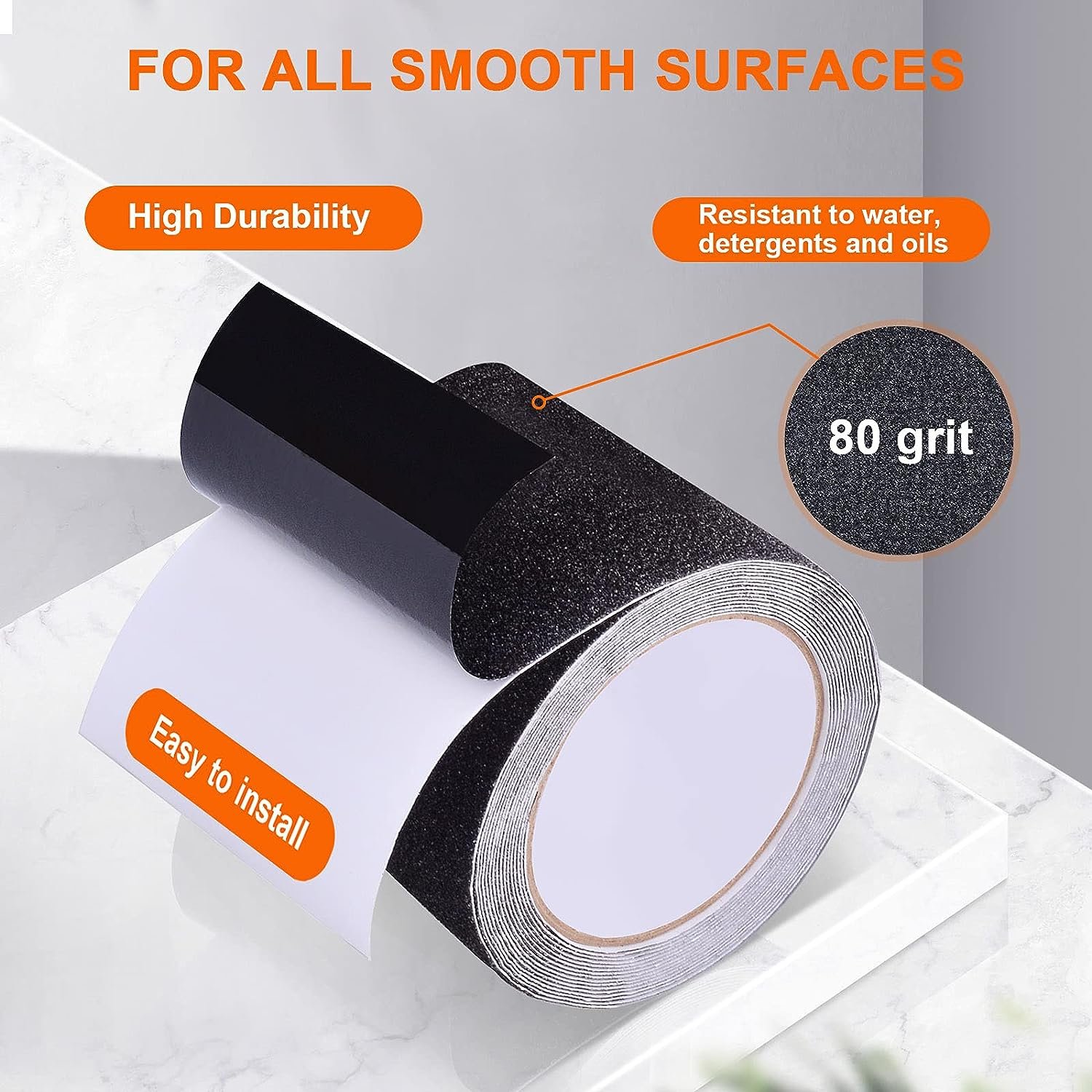 Waterproof Anti Slip Safety Tape Heavy Duty Abrasive Adhesive Black Tape for Outdoor/Indoor Stairs Steps Floor