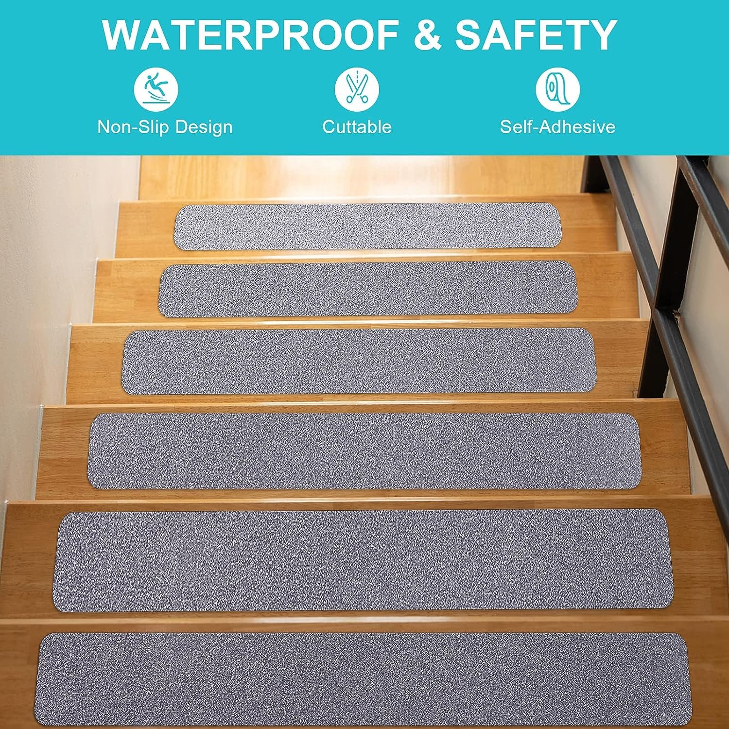 Waterproof Anti Slip Safety Tape Heavy Duty Abrasive Adhesive Black Tape for Outdoor/Indoor Stairs Steps Floor