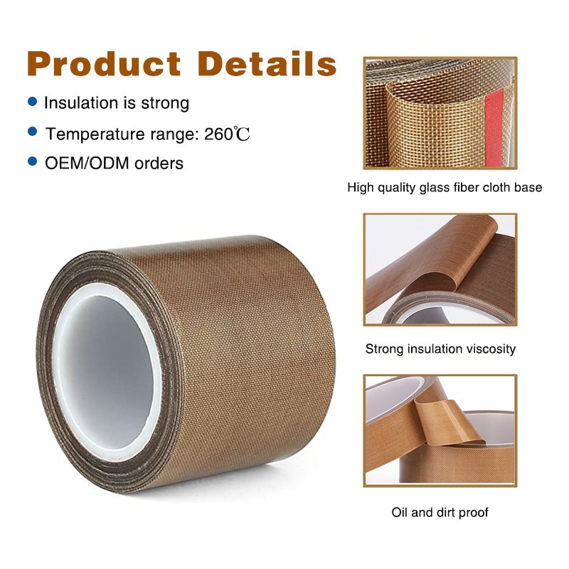 Fiber Glass Tape PTFE Coating Adhesive Silicone Tape Security Seal Tape For Continuous Seal