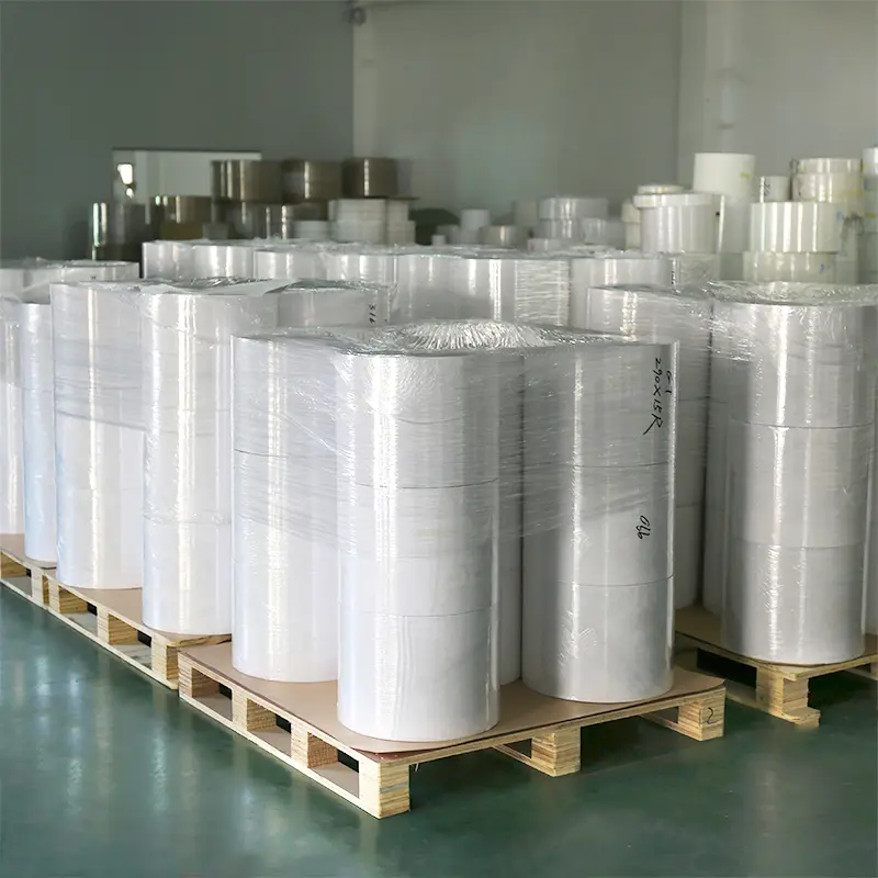 Wholesale Self adhesive 60mic Pearly PP/75mic Synthetic PP/50mic Transparent PP Film Sticker For Label Clear Vinyl adhesive Roll