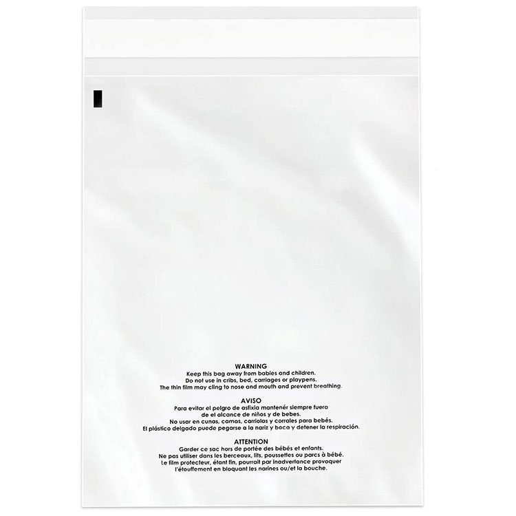 4x6,5x6,6x9,8x10 inches Plastic Self Sealing Clear Poly Bags With Suffocation Warning Strong Adhesive PP Packaging Bags