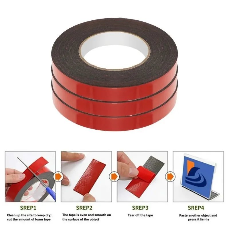Adhesive Mounting Tape Black Removable Acrylic Wall Stickers Picture Hanging Strips Red film black acrylic adhesive packing tape