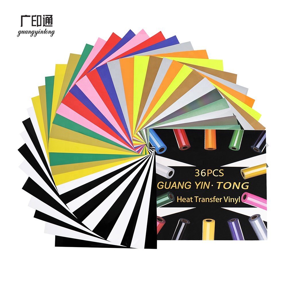 Top heat transfer vinyl pvc glossy with sticky competitive price multi-colors flexible thermal press paper machine washable