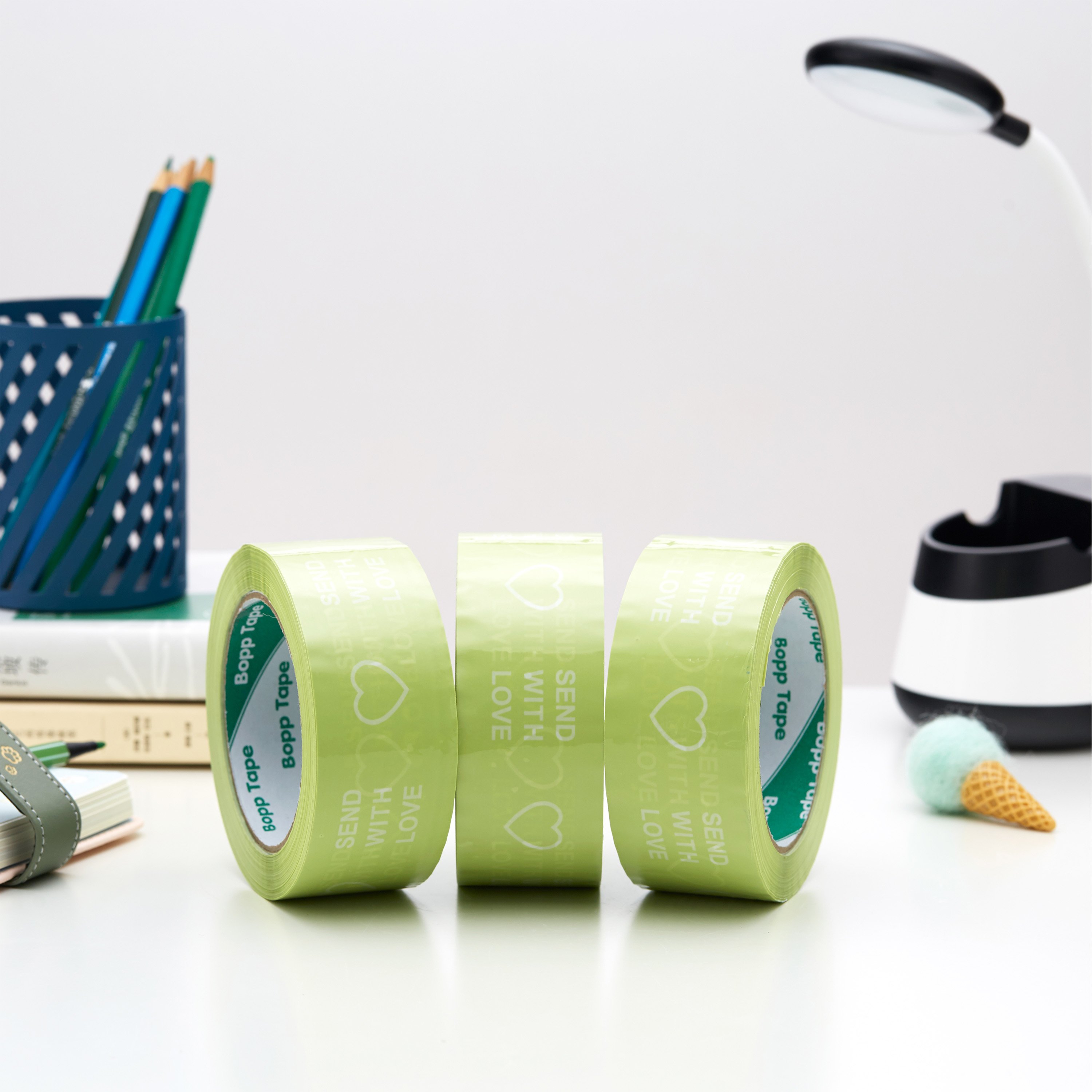 Custom Printed Branded Green Brand Bopp Shipping Adhesive Packaging Tape With Logo