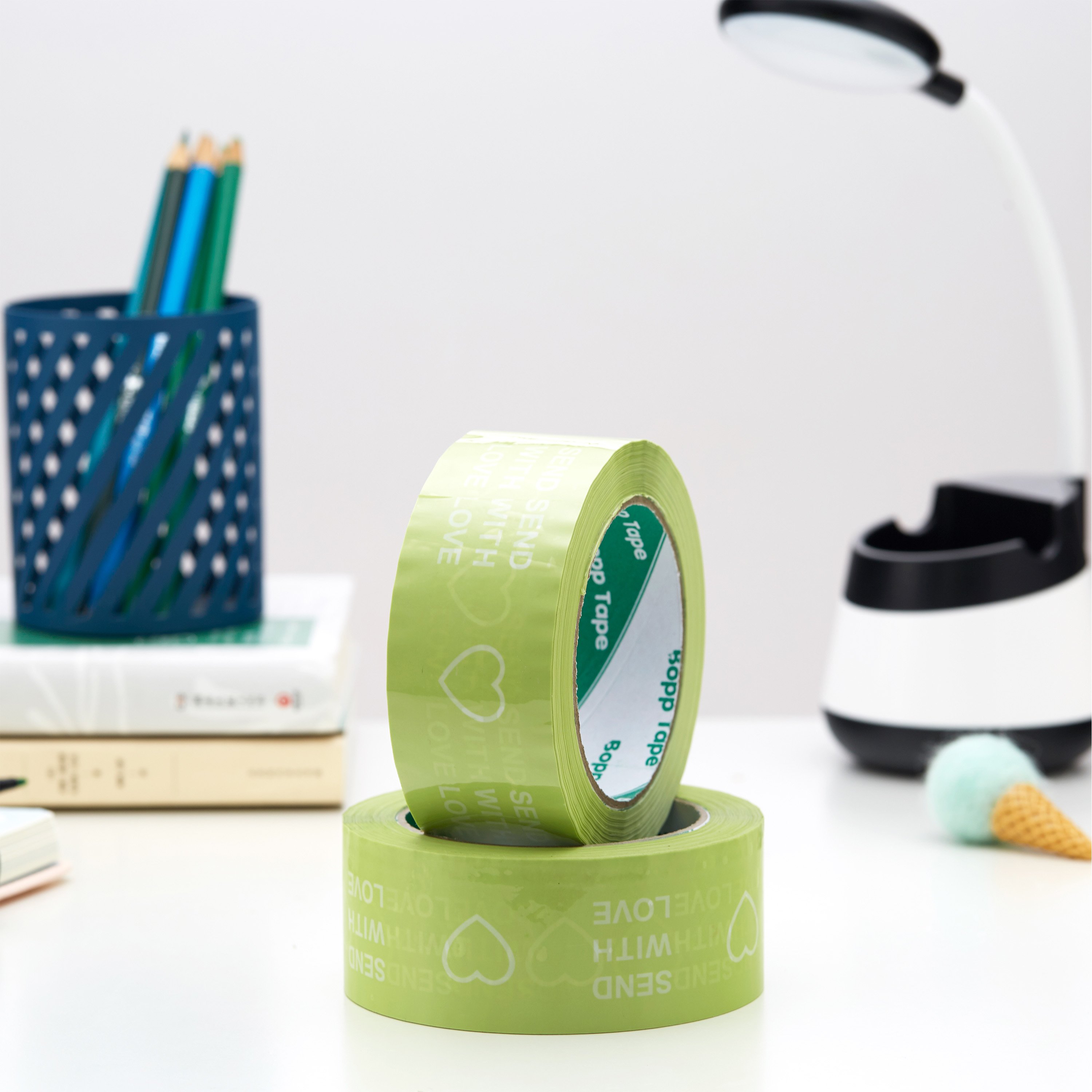 Custom Printed Branded Green Brand Bopp Shipping Adhesive Packaging Tape With Logo