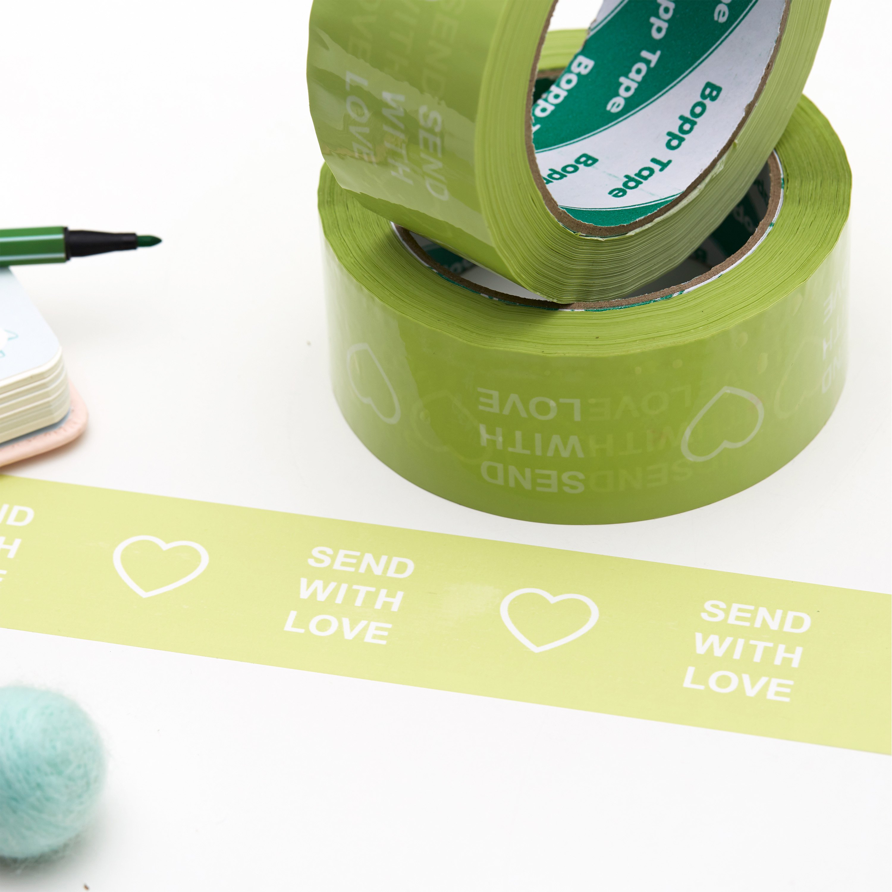 Custom Printed Branded Green Brand Bopp Shipping Adhesive Packaging Tape With Logo