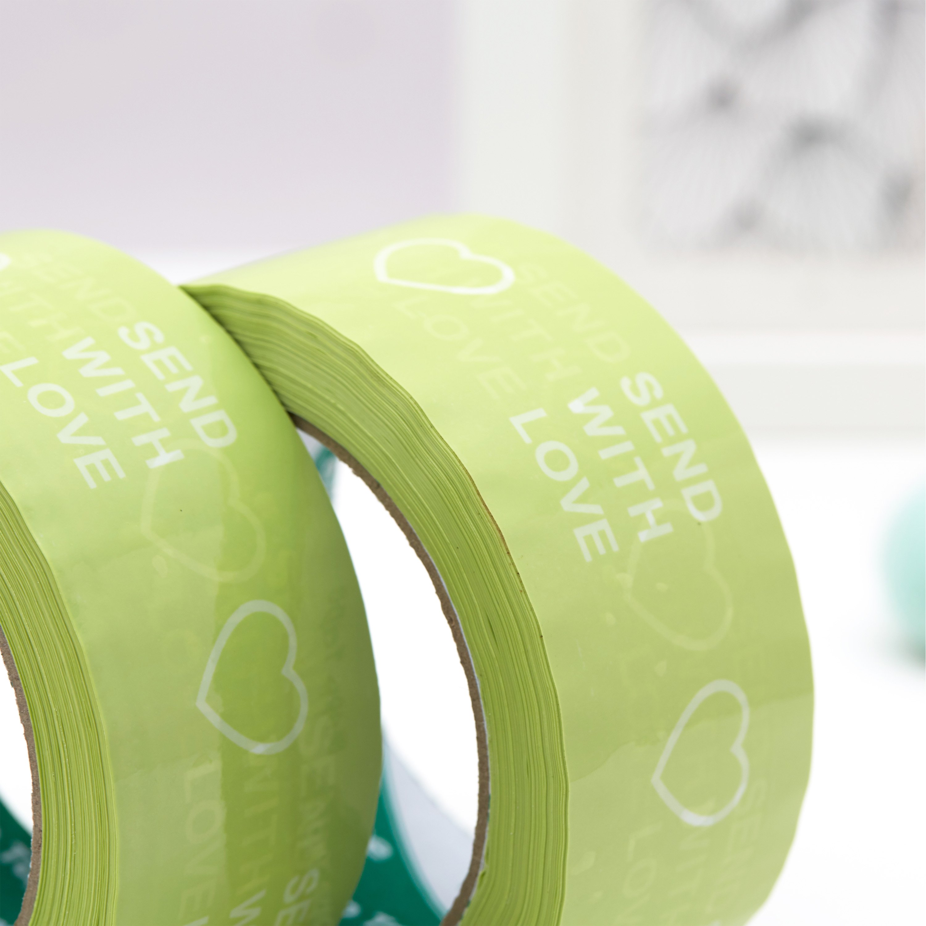 Custom Printed Branded Green Brand Bopp Shipping Adhesive Packaging Tape With Logo