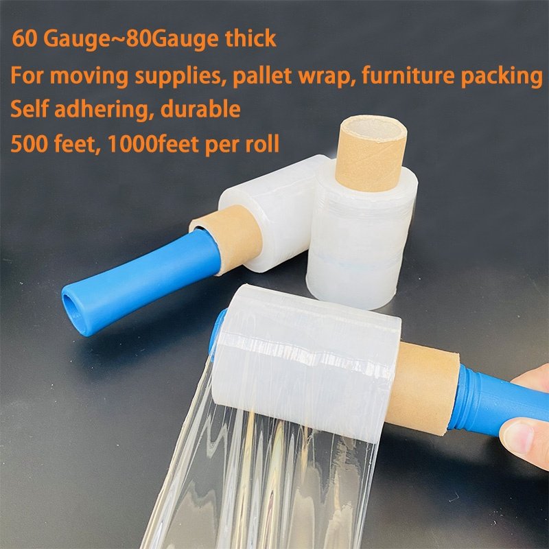Mini Clear Shrink Wrap 5" 1000 Ft 80 Gauge Industrial Stretch Plastic Wrap for Moving Wrapping Plastic Roll