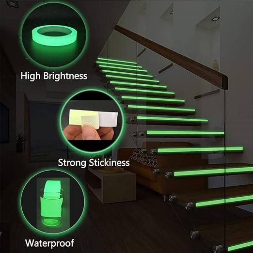 2- Hot Selling Recyclable Glow in the Dark Night Waterproof PVC and PET Base Fluorescent Luminous Self Adhesive Tape