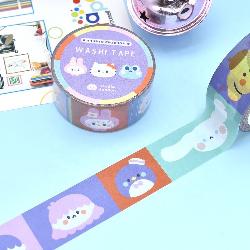 Customized Decorative CMYK Washi Tape Low MOQ 25mm Width Single Sided Acrylic Adhesive for Masking and Adsorption