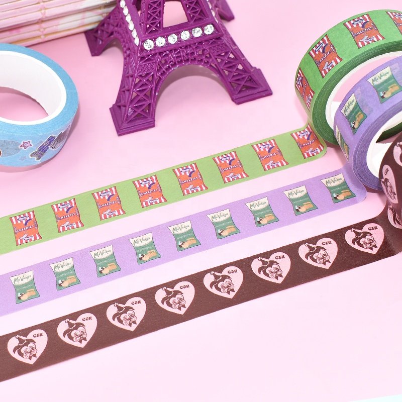 Customized Decorative CMYK Washi Tape Low MOQ 25mm Width Single Sided Acrylic Adhesive for Masking and Adsorption
