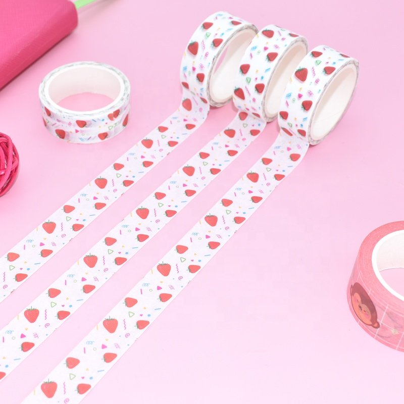 Customized Decorative CMYK Washi Tape Low MOQ 25mm Width Single Sided Acrylic Adhesive for Masking and Adsorption