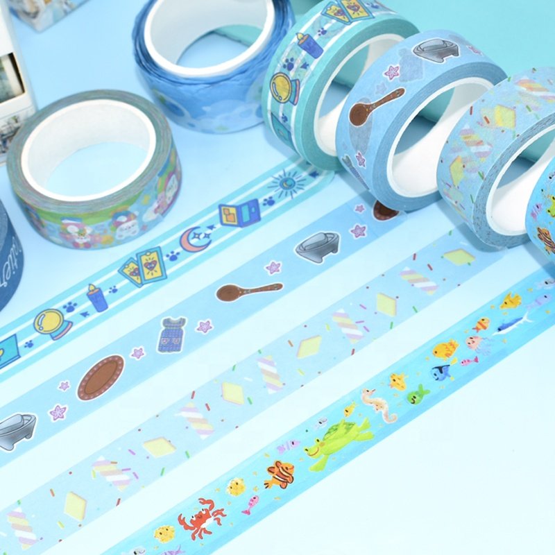 Customized Decorative CMYK Washi Tape Low MOQ 25mm Width Single Sided Acrylic Adhesive for Masking and Adsorption