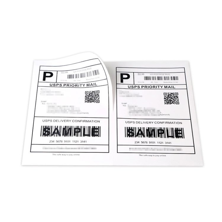 Adhesive 2 UP Half Sheet Shipping Label for EMS, USPS