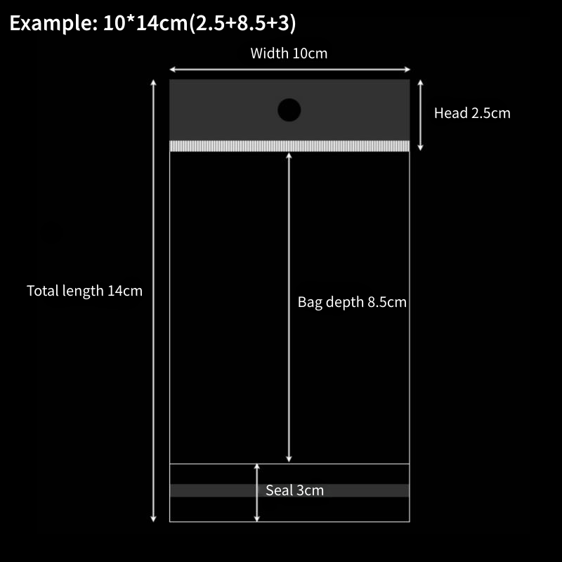 Hot-selling clear self adhesive cellophane plastic packaging bags with head hole transparent opp bags for packing