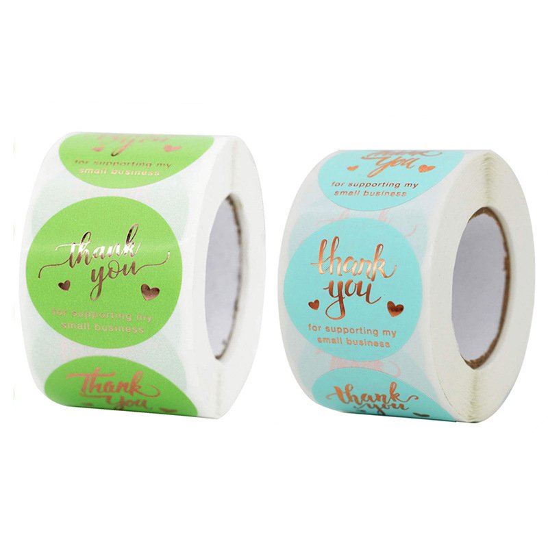 2023 China Custom Stickers Round Wrapping Thank You Stickers Vinyl Waterproof Material Adhesive Label Stickers