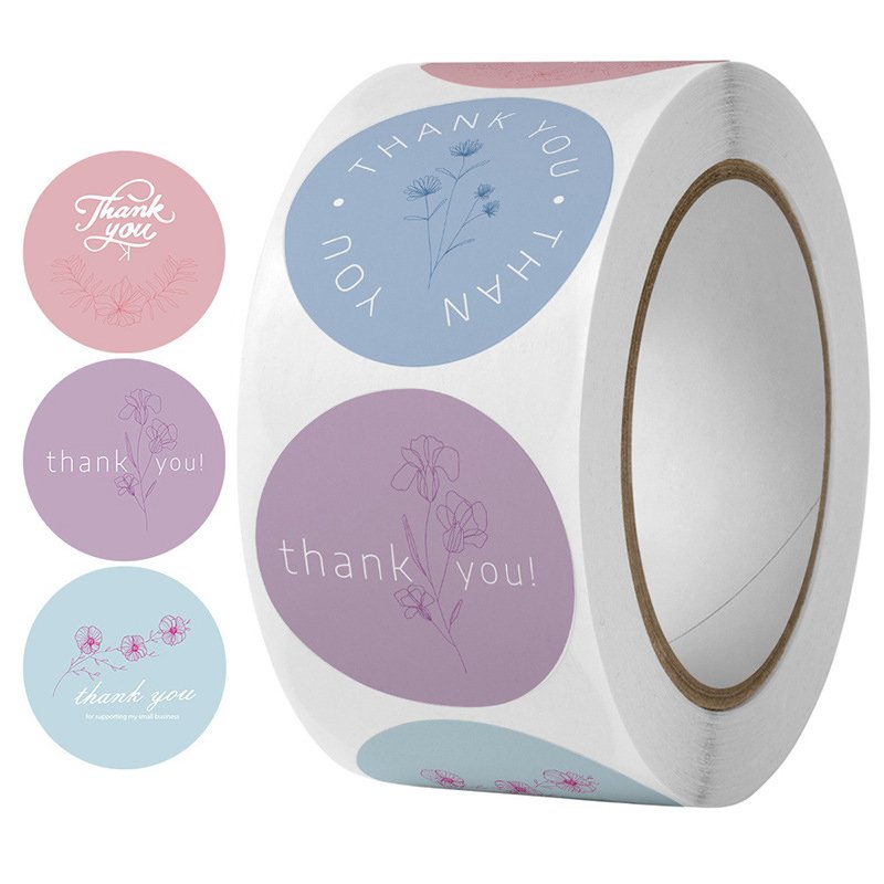 2023 China Custom Stickers Round Wrapping Thank You Stickers Vinyl Waterproof Material Adhesive Label Stickers
